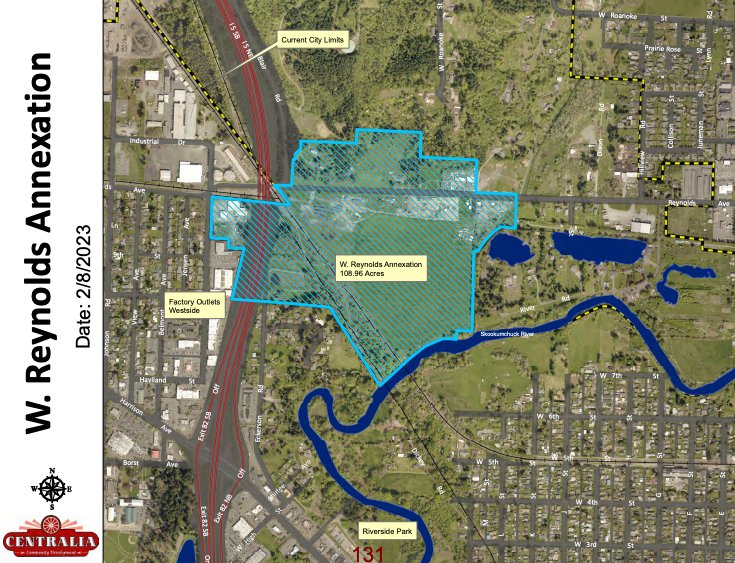 The annexed area is pictured in this map from the City of Centralia.